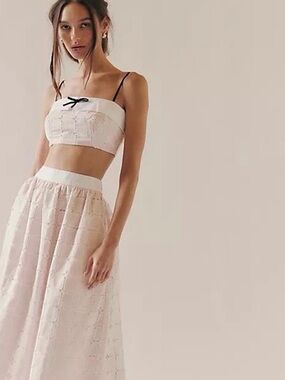 Maude Club Light Pink Eyelet Maxi Two-Piece Set- Medium